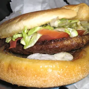 Old fashioned burger, they forgot the cheese.