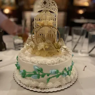 Classic white almond wedding cake