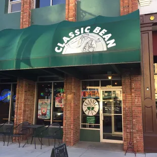 Outside of Classic Bean, next to Hazel Hill&apos;s chocolate goodies!