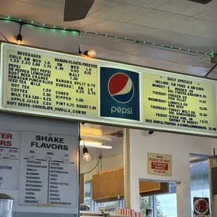 menu and prices