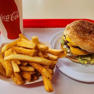 Double cheeseburger and fries.