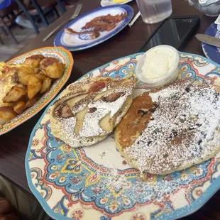 Banana, strawberry, pancake and cranberry walnut pancake