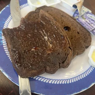 Dark brown rye toast