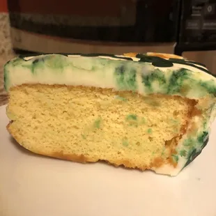 Waxy icing and too thick.