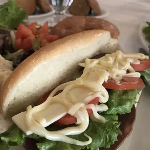 today's event: salad b.cheese/ranch/vinaigrette, potato/macaroni salad, and roast beef/turkey/salami/ham with many bread choices