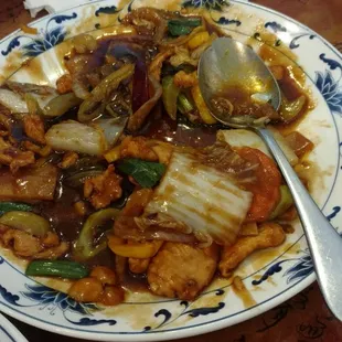 Chinese hot pepper chicken (half eaten )