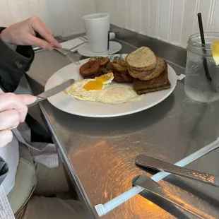 2 egg breakfast with scrapple