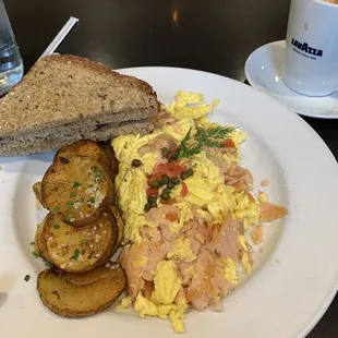 Smoked Salmon Scrambled Eggs Breakfast