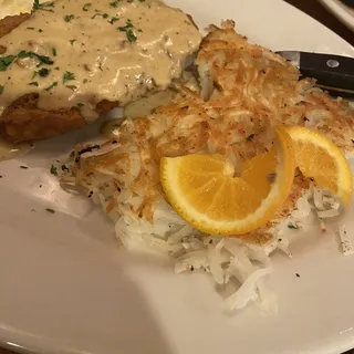 Counfry Fried Steak and Eggs Breakfast