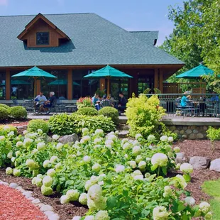 Patio seating available during summer months with views of The Classic Golf Course