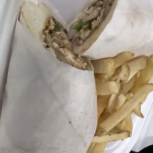 Chicken Philly with fries