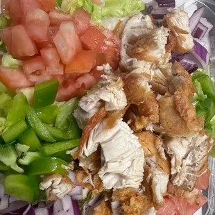 Customized fried chicken salad