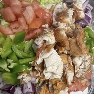 Customized fried chicken salad