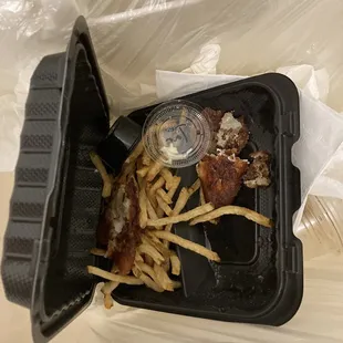 Only ate three pieces of fries. The rest end up in garbage. So bad