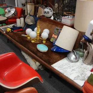 Giant Craft Associates sofa designed by Adrian Pearsall (with other cool things stacked on top)!