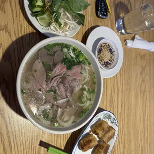 Pho,egg rolls