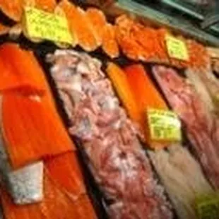 a variety of raw fish