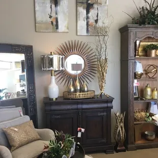 Gold story with beautiful accessories and wall art