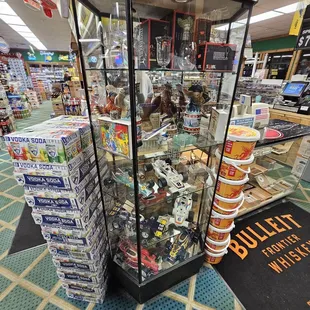 a display case in a store