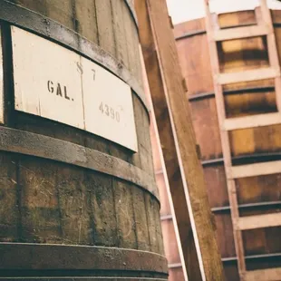 two wooden barrels
