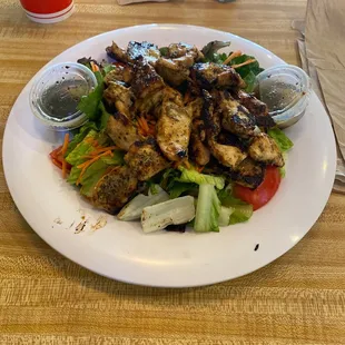 House salad with grilled chicken and house Italian Dressing. Absolutely incredible.