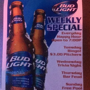We have specials EVERY day of the week!!!