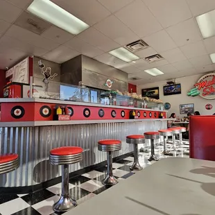 the interior of a diner