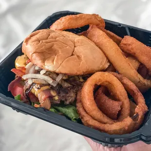 Bacon Cheeseburger with Onion Rings