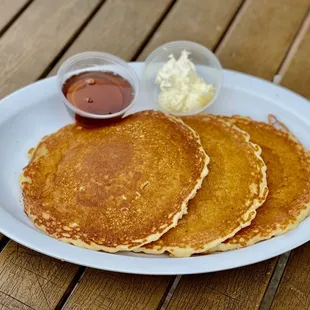 three pancakes on a plate