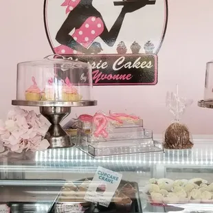 a display of cakes