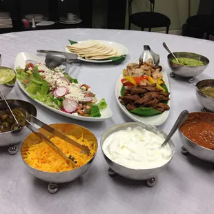 The Mexican fajita station and a side salad with nopales at our tasting with Classique.