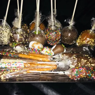 Caramel Apples, Dipped Strawberry's, Dipped Marshmallow Kabobs!