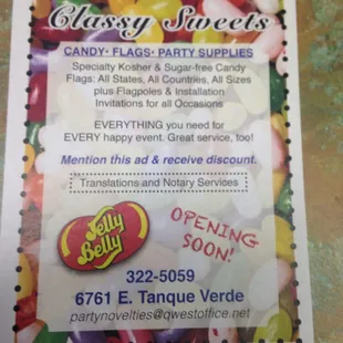 a sign for a candy shop