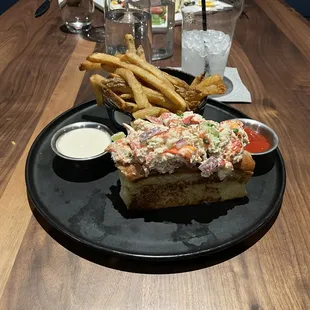 Lobster roll and fries