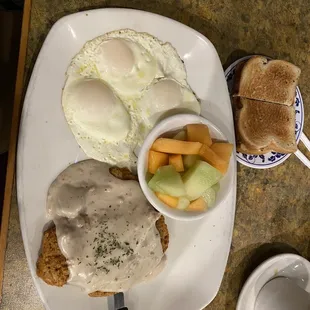 Country fried steak and basted eggs were awesome!!