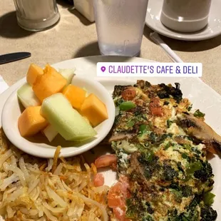 7. Veggie Omelette with egg whites with a side of fruit and rye bread.... mmmm satisfied my breakfast cravings