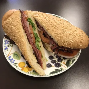 Pastrami, Lettuce &amp; Tomato on a seeded hoagie!!