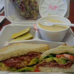 The Avocado BLT on Toasted Sourdough with Wednesday's Creamy Green Chile Chicken Soup!