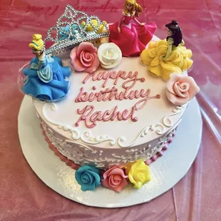 My daughter's two layer strawberry vanilla cake with whipped cream frosting for her 4th birthday.