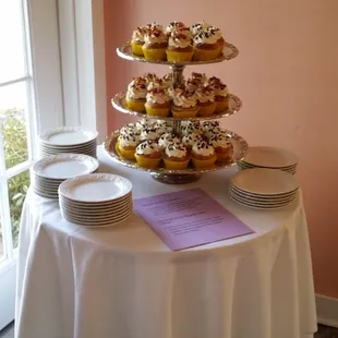 a display of cupcakes