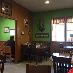 Deer head and raggedy Ann and Andy.