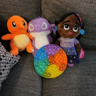 Charmander, Stitch, and my 2 free gifts