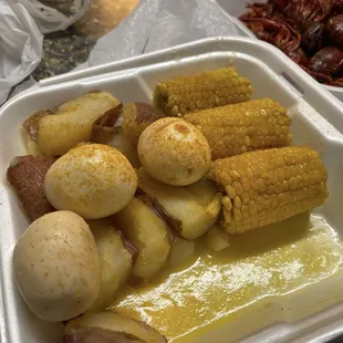 Corn, potatoes and eggs