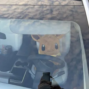 .Eevee will be your driver today.   Look at this size of this plushie .   We  Claw Land. Shout out to Cadence and Colin.