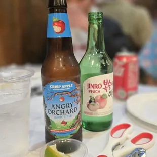 hard apple cider and peach soju