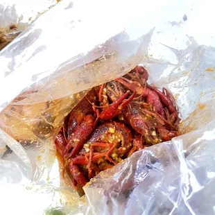 Crawfishes in Shackie's sauce.