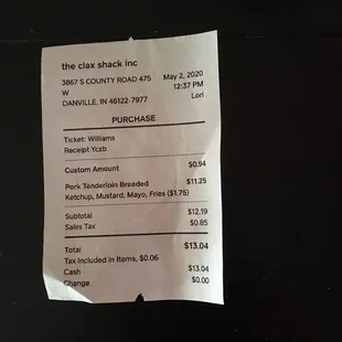 a receipt on a table