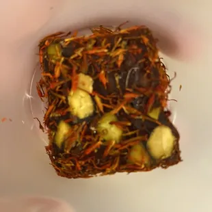 a piece of food on a plate