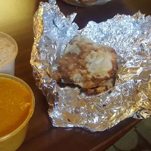 chicken korma, white rice,  naan bread.  $21 out the door