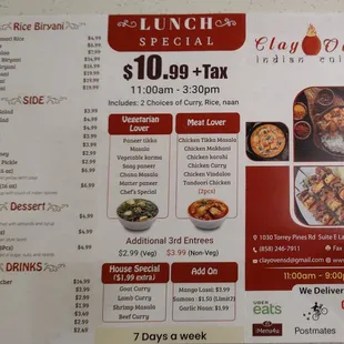 One side of the takeout menu